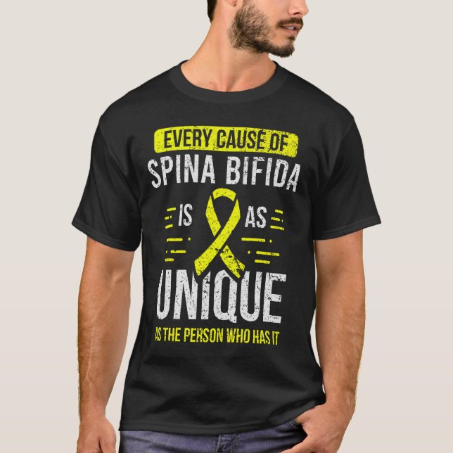 Camiseta Doença de Fita Amarela Causa Consciência De Spina  (Frente)