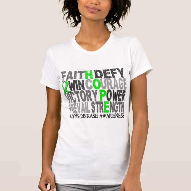 Camiseta Doença de Lyme da colagem da palavra da esperança (Frente)