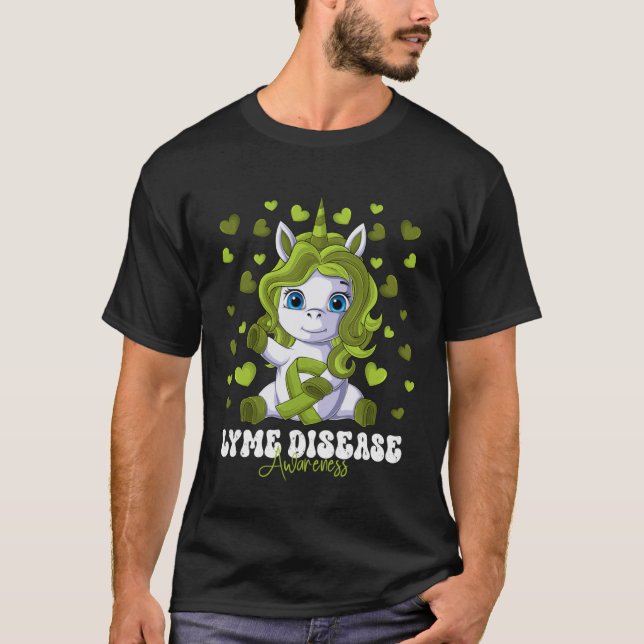 Camiseta Doença de Lyme Sensibilização Mês Fita do Verde li (Frente)