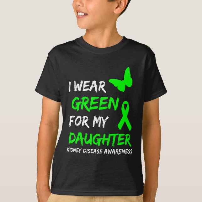 Camiseta Doença Eu Visto Verde Para Minha Fita Filha 1 (Frente)