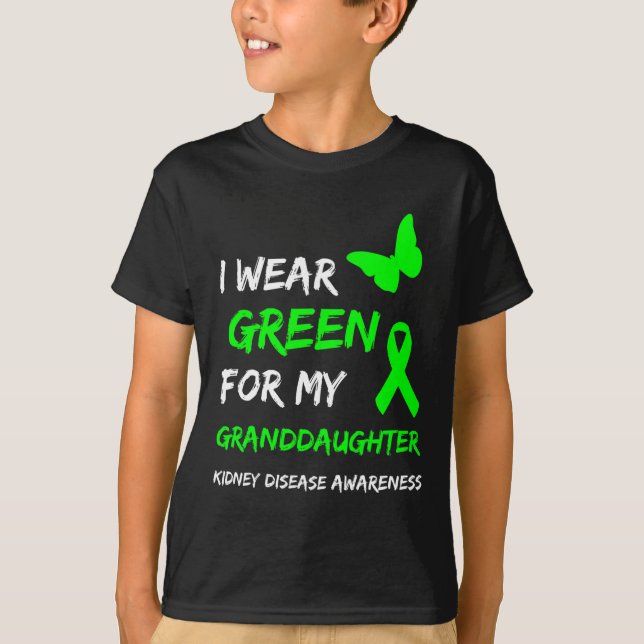 Camiseta Doença Eu Visto Verde Para Minha Neta Friso 1 (Frente)
