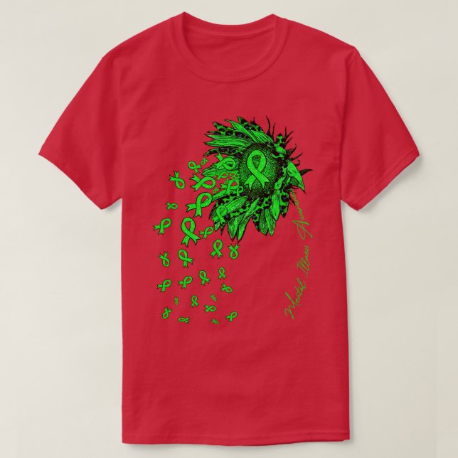 Camiseta Doença mental Sensibilização Flores de madrugada (Frente do Design)