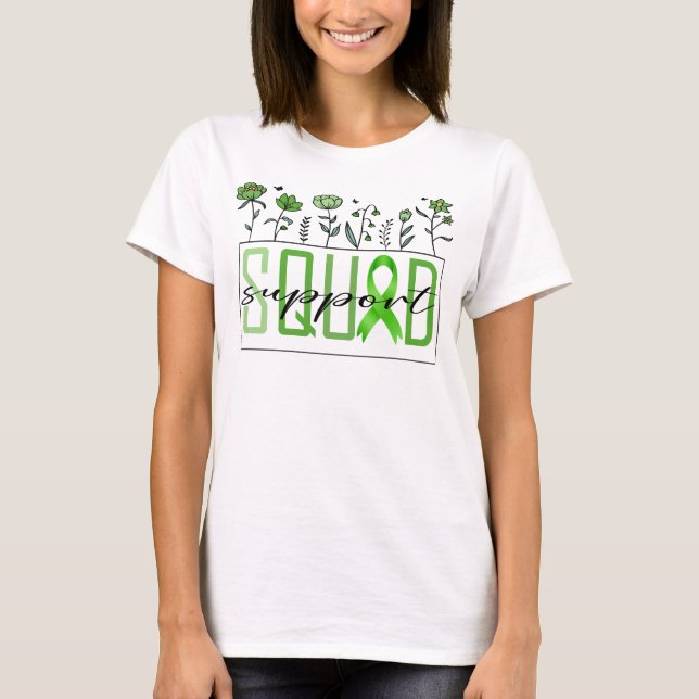 Camiseta doença mitocondrial da esquadra de apoio verde (Frente)