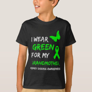 Camiseta Doença Renal Eu Visto Verde Para Minha Avó Rib