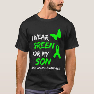 Camiseta Doença Renal Eu Visto Verde Para Minha Fita Filho
