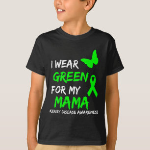 Camiseta Doença Renal Eu Visto Verde Para Minha Mãe Fita