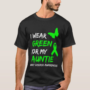 Camiseta Doença Renal Eu Visto Verde Para Minha Tia Fita