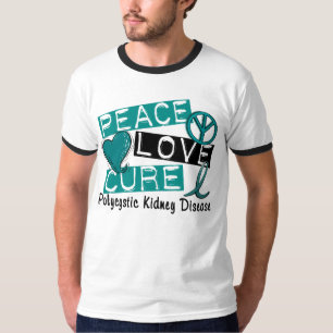 Camiseta Doença renal Polycystic da cura PKD do amor da pa