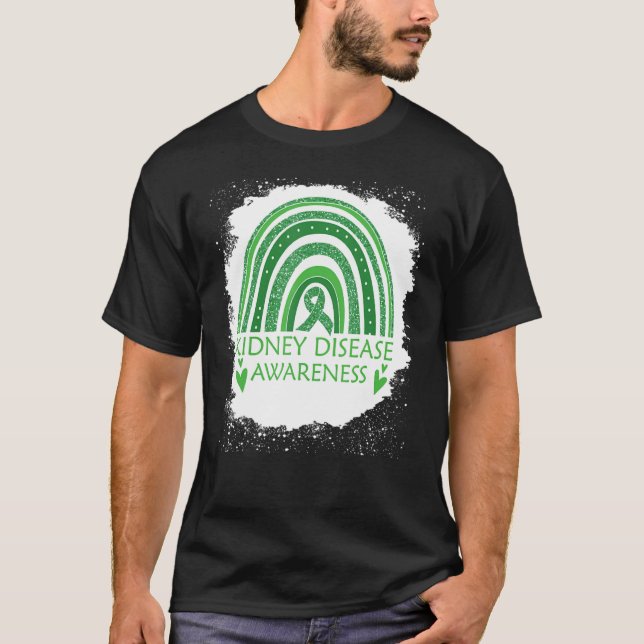 Camiseta Doença Renal Sensibilização Sangrada Rainbow Green (Frente)