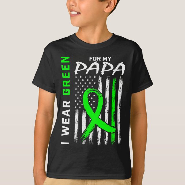 Camiseta Doença Renal Verde Papá Consciência Paralela Cereb (Frente)