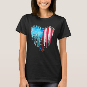 Camiseta Dog American Flag Watercolor Art 4° De Julyy