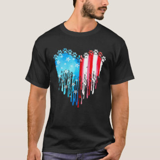 Camiseta Dog American Flag Watercolor Art 4° De Julyy