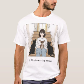 Camiseta Dog and Cats Are My Friends