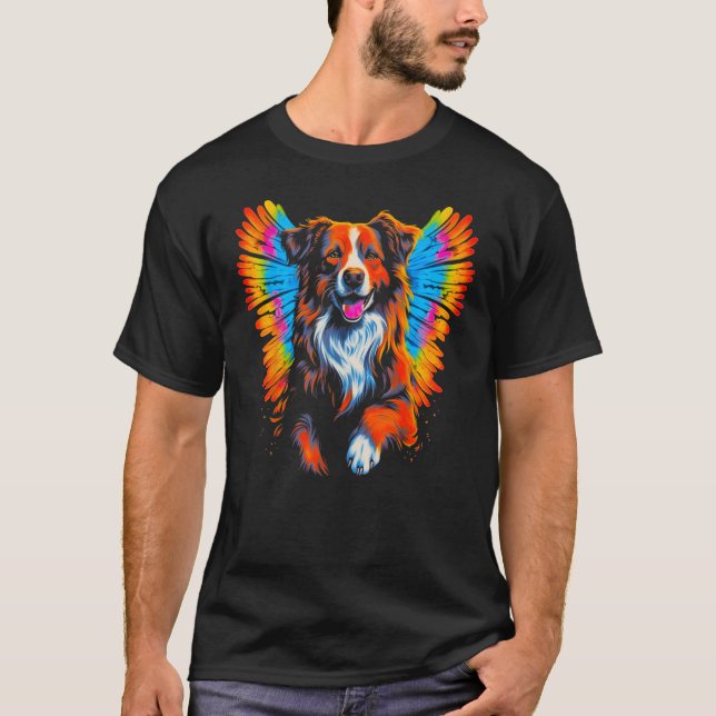 Camiseta Dog Australian Shepherd Angel Wings (Frente)