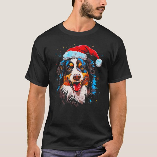 Camiseta Dog Australian Shepherd Christmas (Frente)