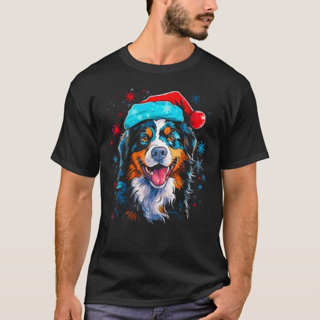 Camiseta Dog Australian Shepherd Santa Christmas Xmas (Frente)
