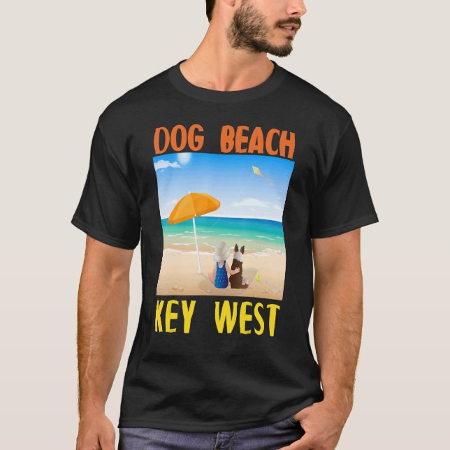 Camiseta Dog Beach Key West Florida Kete Cute Dog and Child (Frente)