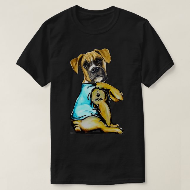 Camiseta Dog Boer Dog Tattoo I Love Mom Mother's Day Lover  (Frente do Design)