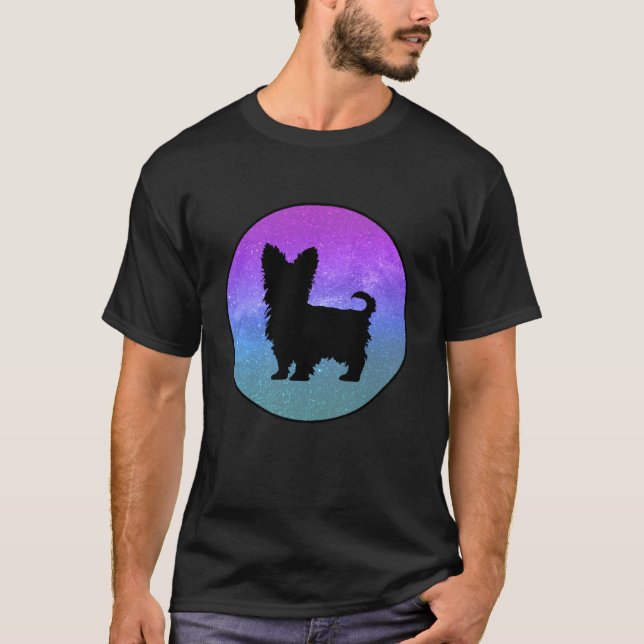 Camiseta Dog Breed Yorkshire Terrier Dog Silhouette Space G (Frente)