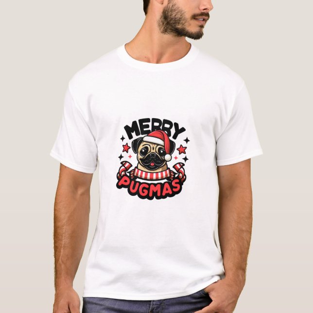Camiseta dog christmasgift MERRY PUGMAS (Frente)