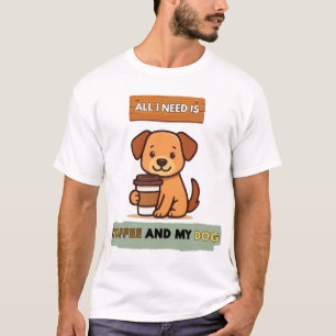 Camiseta Dog Coffee Design–All I Need Is Coffee And My Dog