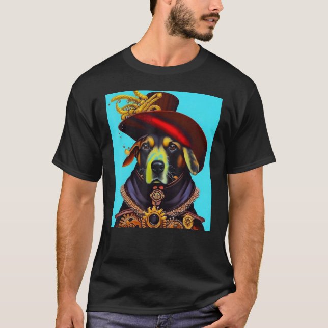 Camiseta Dog Cogwheels Steampunk AI Dog Revolution Puppy (Frente)