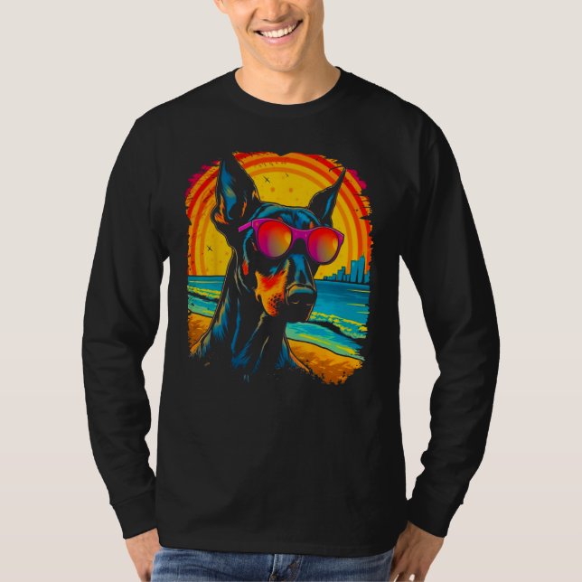 Camiseta Dog Cool Doberman Pinscher Sunglasses (Frente)