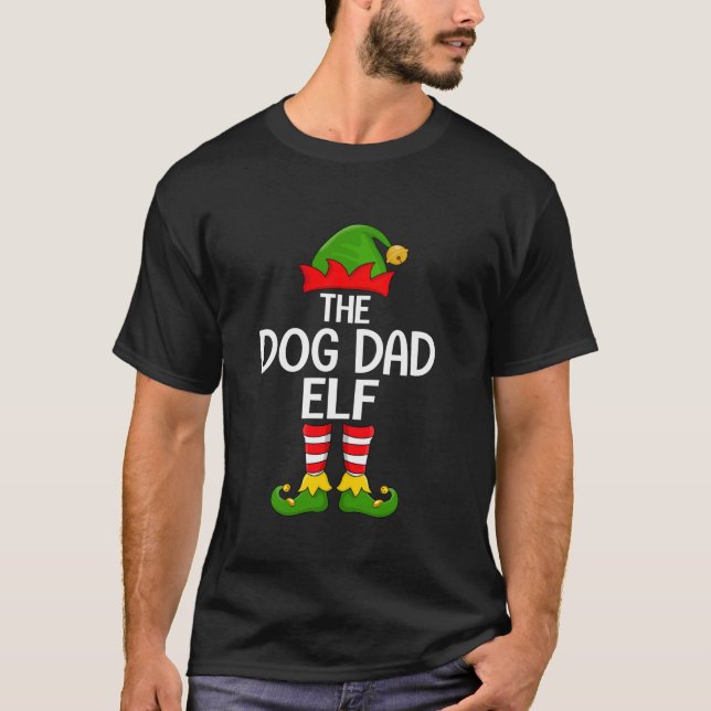 Camiseta Dog Dad Elf Xmas Matching Family Elf Squad Christm (Frente)