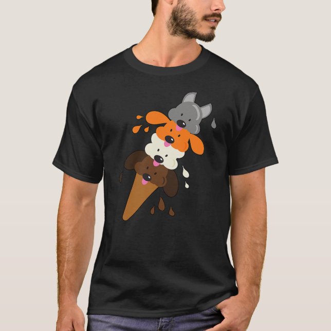 Camiseta Dog Days of Summer Cute Puppy Ice Cream Cone (Frente)