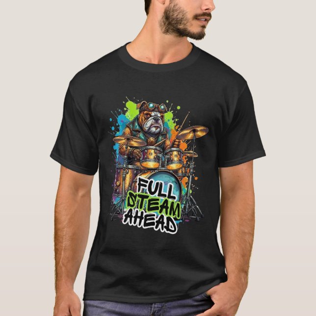 Camiseta Dog Drummer -  Full Steam Ahead  (Frente)