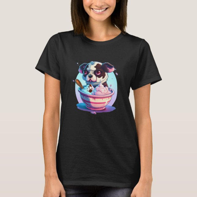 Camiseta dog eating ice cream Dessert Sundae Sprinkle Premi (Frente)