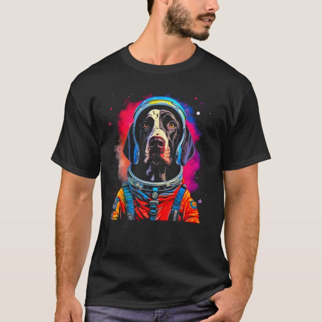 Camiseta Dog German Shorthaired Pointer Astronaut Space Cos (Frente)