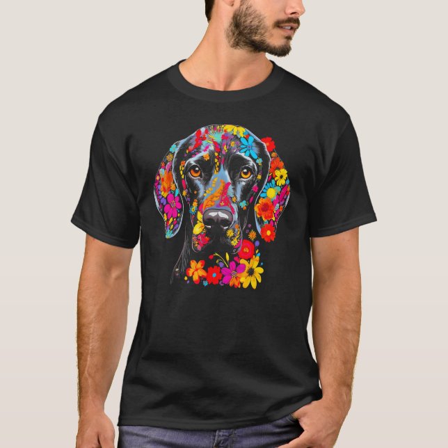 Camiseta Dog German Shorthaired Pointer Flower Peace (Frente)