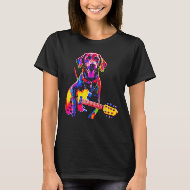 Camiseta Dog German Shorthaired Pointer Guitar (Frente)