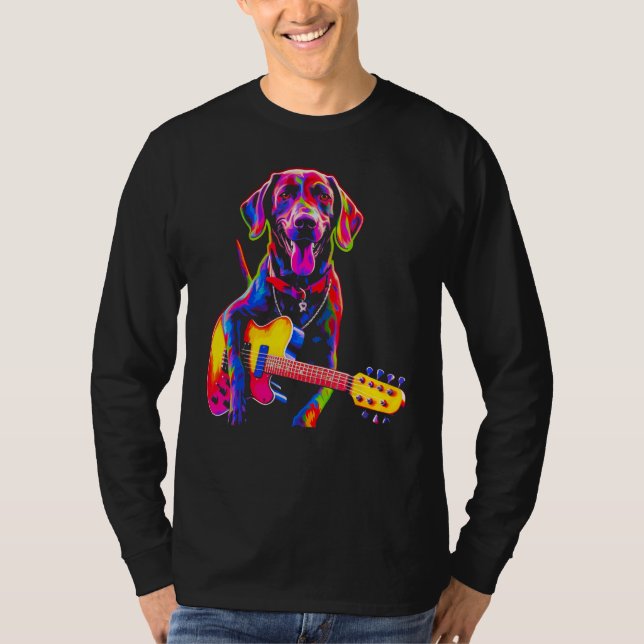 Camiseta Dog German Shorthaired Pointer Guitar (Frente)