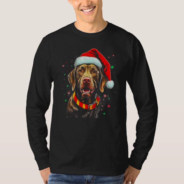 Camiseta Dog German Shorthaired Pointer Santa Christmas (Frente)