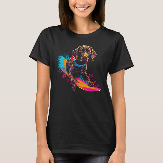 Camiseta Dog German Shorthaired Pointer Snowboard (Frente)