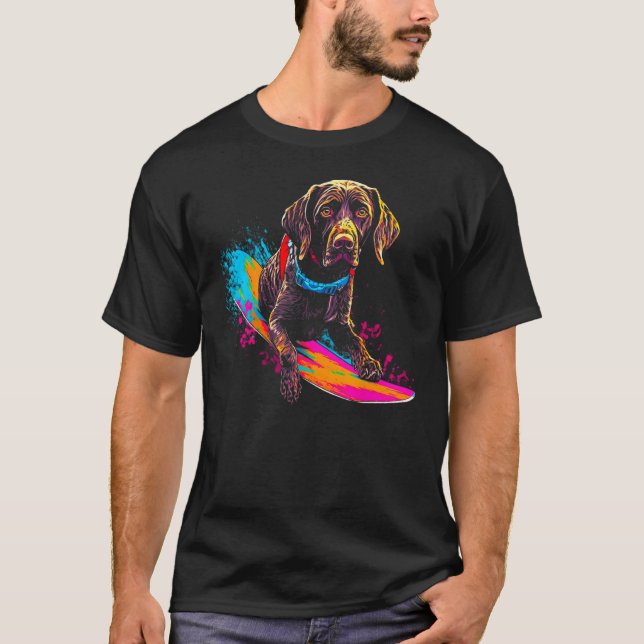 Camiseta Dog German Shorthaired Pointer Snowboard (Frente)