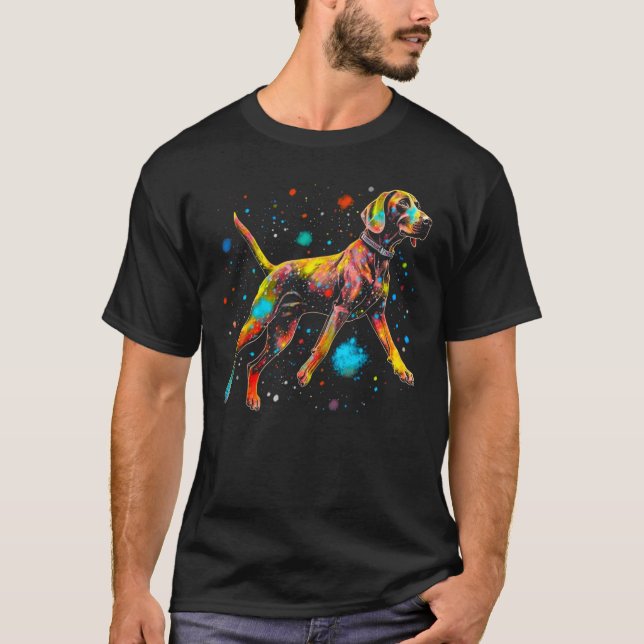 Camiseta Dog German Shorthaired Pointer Space Design (Frente)