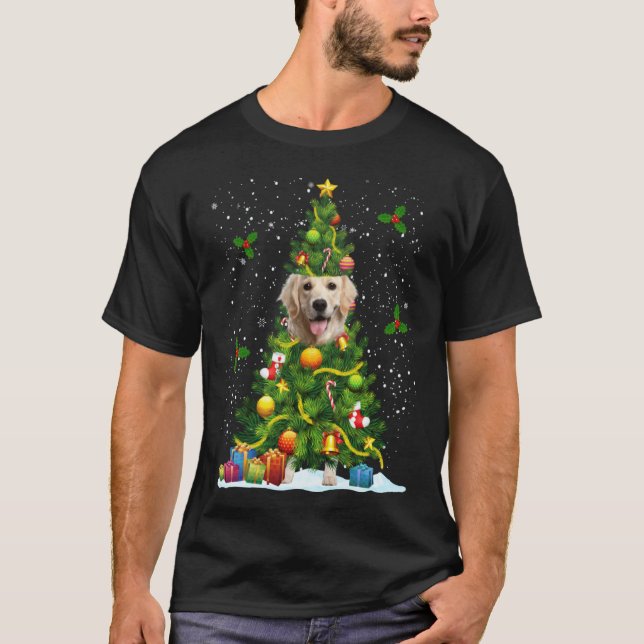 Camiseta Dog Golden Retriever Christmas Tree (Frente)