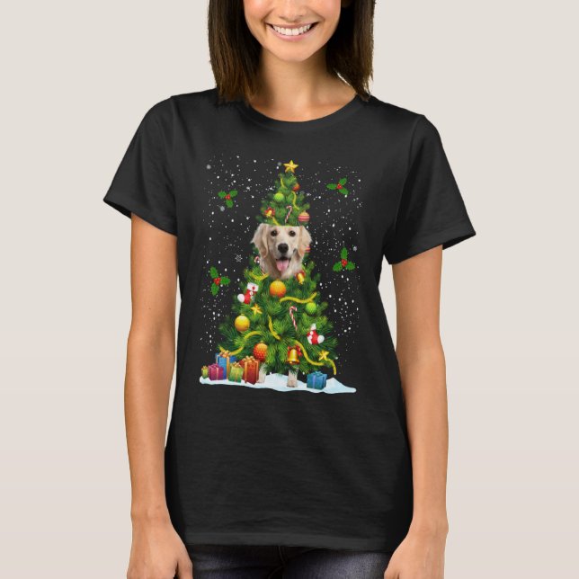 Camiseta Dog Golden Retriever Christmas Tree (Frente)
