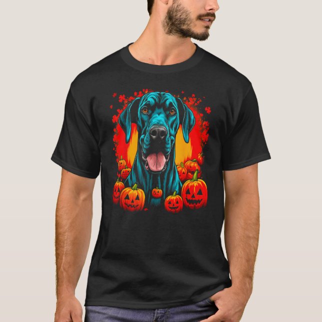 Camiseta Dog Great Dane Halloween Theme (Frente)
