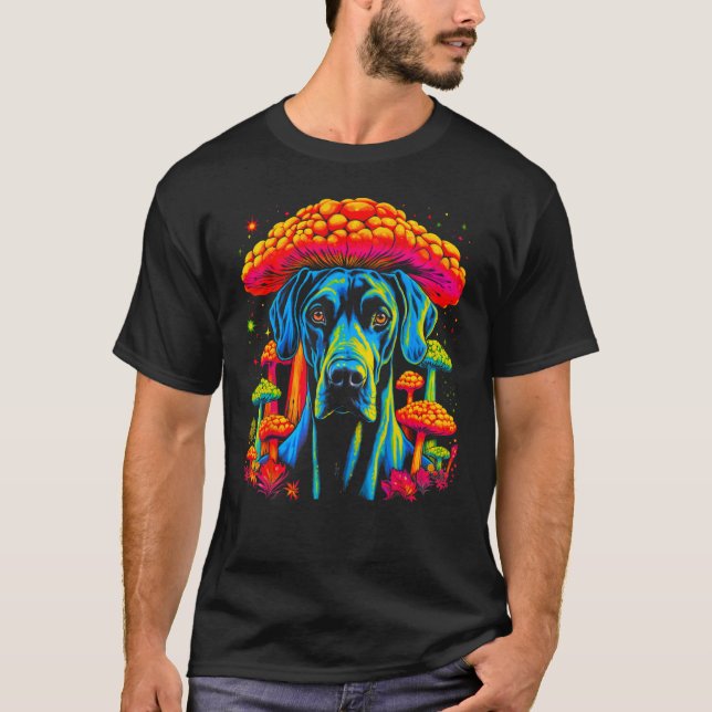 Camiseta Dog Great Dane Psychedelic Mushroom (Frente)
