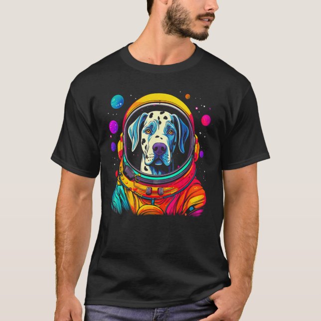 Camiseta Dog Great Dane Space Astronaut Science (Frente)