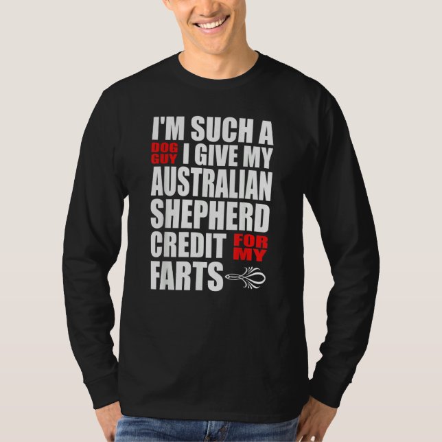Camiseta Dog Guy Australian Shepherd Fart Joke for Men Boys (Frente)