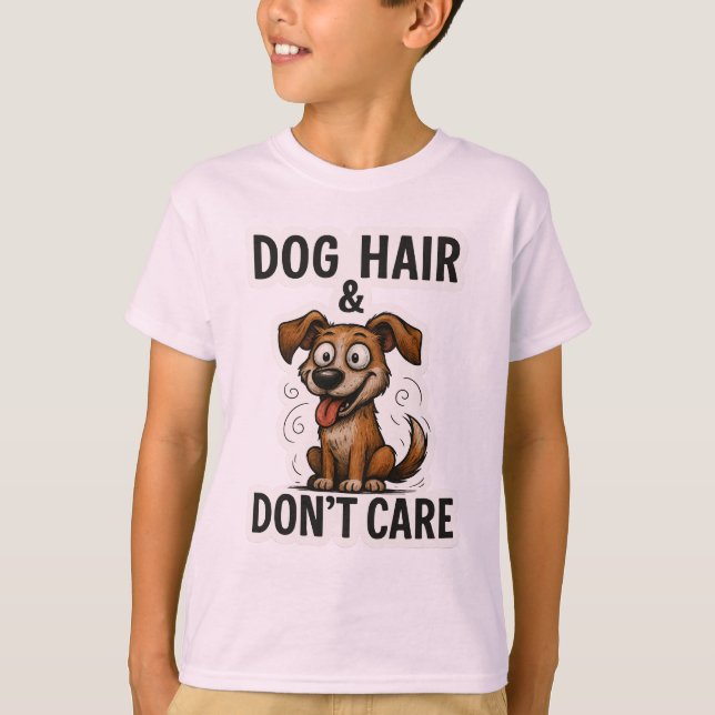 Camiseta Dog Hair Don’t Care Funny Dog Lover Quote Cartoon  (Frente)
