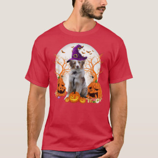 Camiseta Dog Halloween Australian Shepherd Dog Jack O Lante