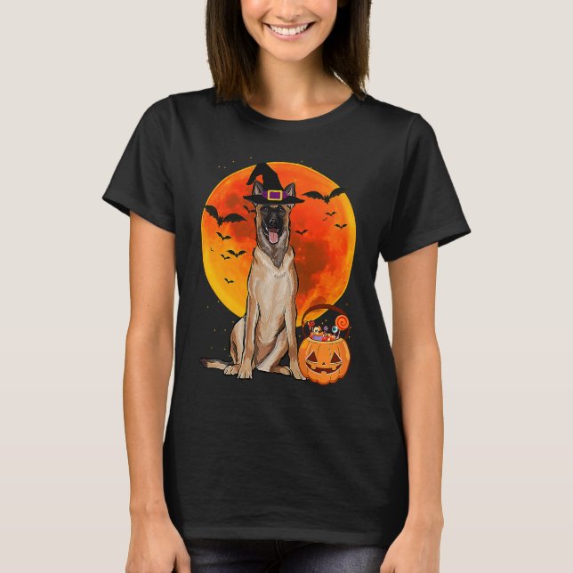 Camiseta Dog Halloween Belgian Malinoi Jack O Lantern Pumpk (Frente)