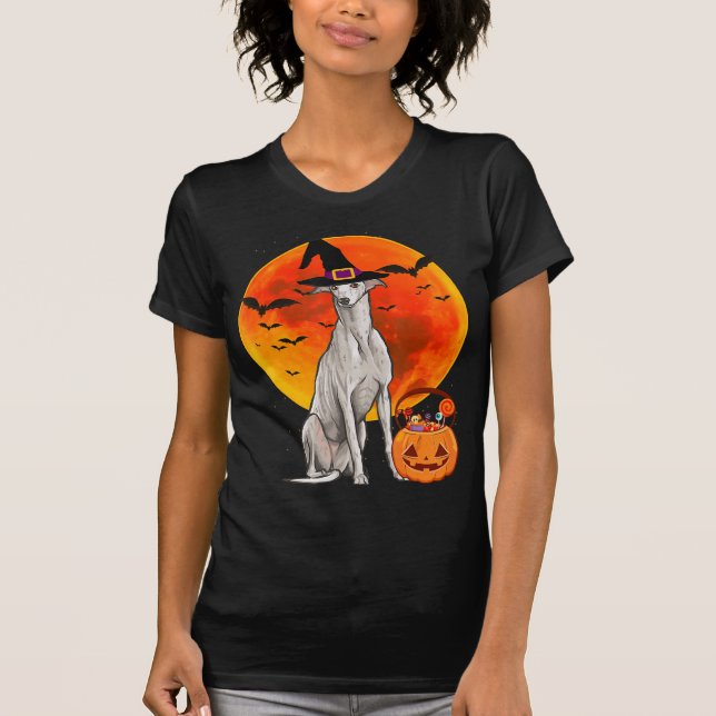 Camiseta Dog Halloween Greyhound Jack Lantern Pumpkin (Frente)
