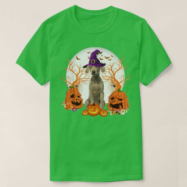Camiseta Dog Halloween Weimaraner Dog Jack O Lantern Pumpki (Frente do Design)
